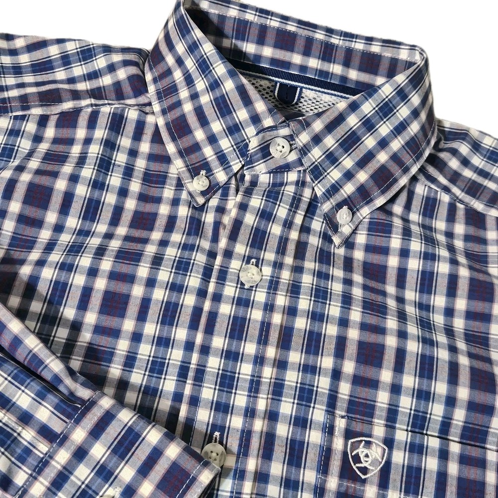 Ariat Mens Long Sleeve Shirt Small Blue Plaid‎ Vibrant S EUC Performance Vent